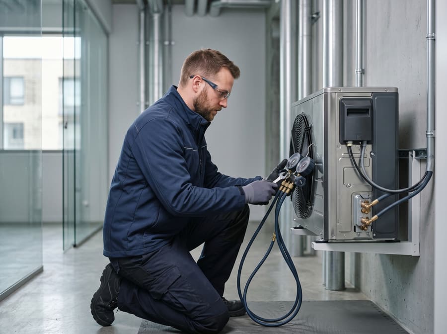 hvac technicians at work